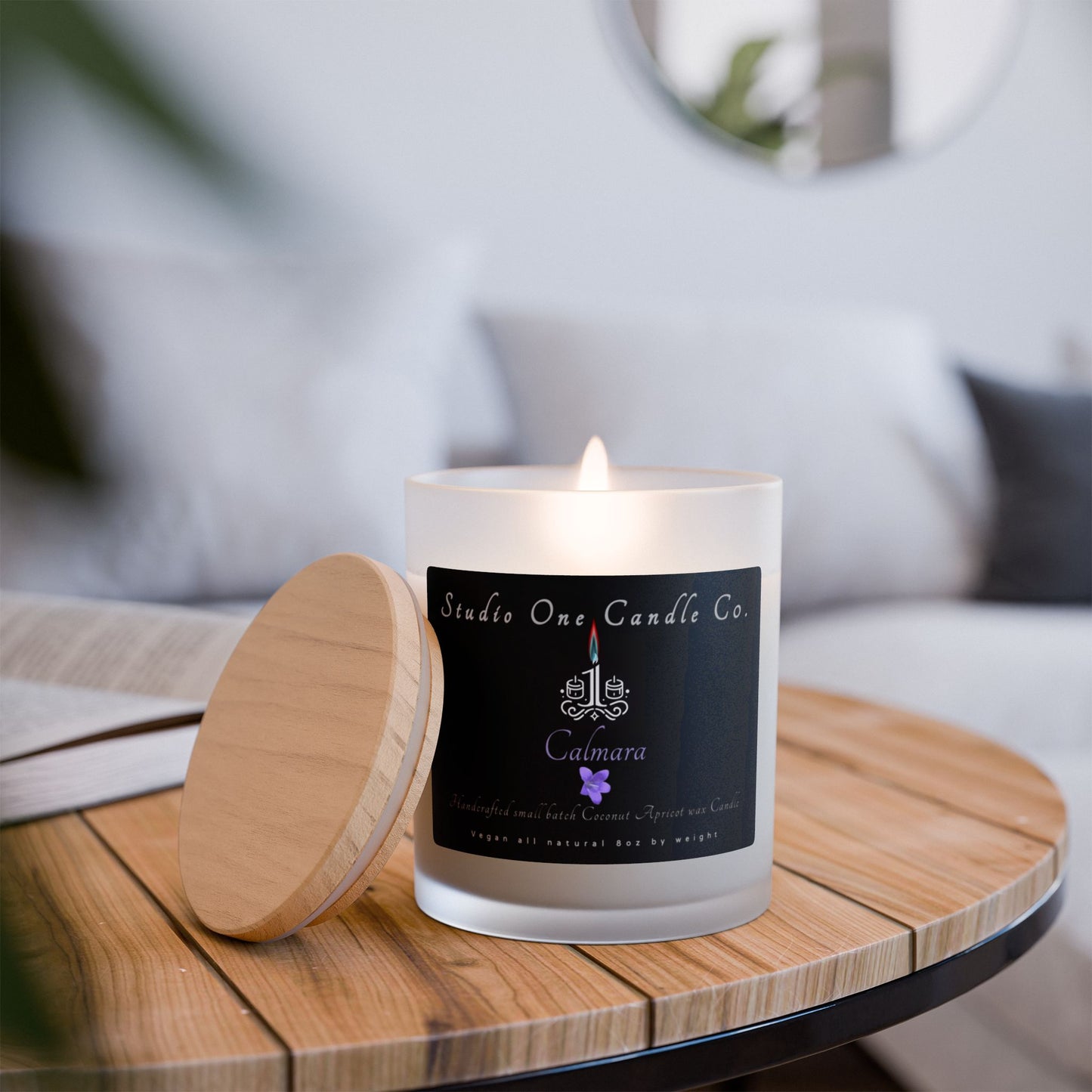 Calmara Frosted Glass Candle | Aromatherapy Home Decor, Relaxing Gift, Natural Scented Candle, Eco-Friendly Candle, Spa Experience